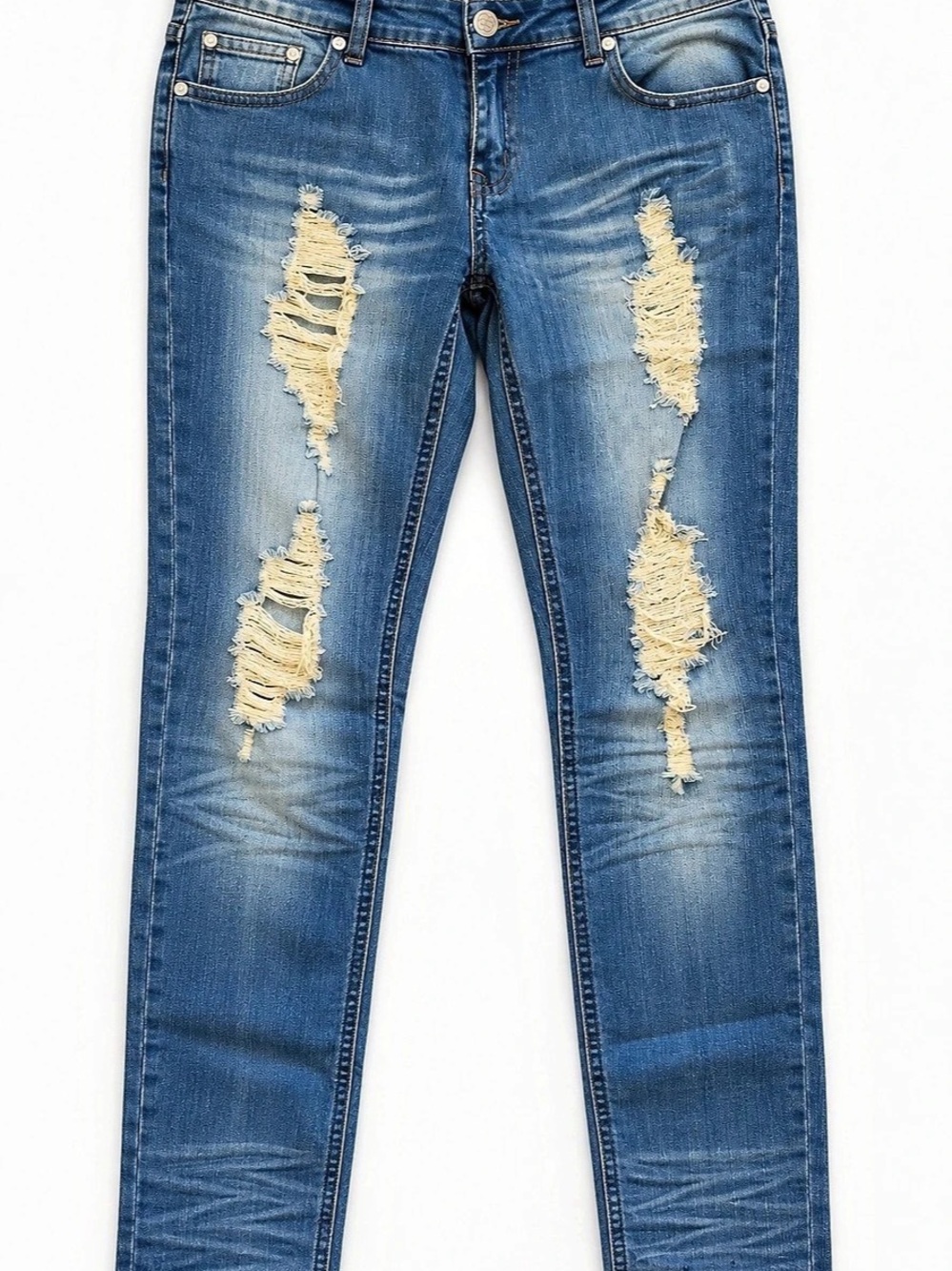 Costa Blanca Distressed Skinny Jeans in Blue